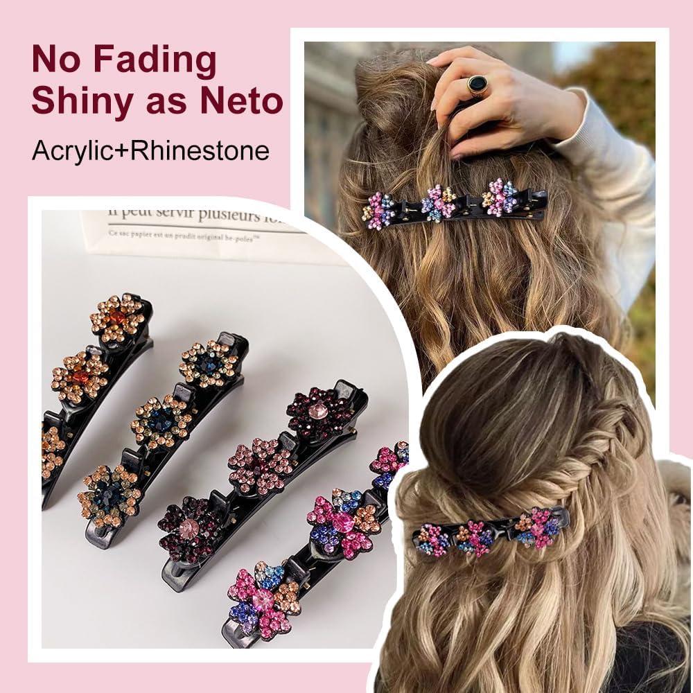 Clips para el Cabello Trenzados PreciRise - 2 Pcs con Rhinestone