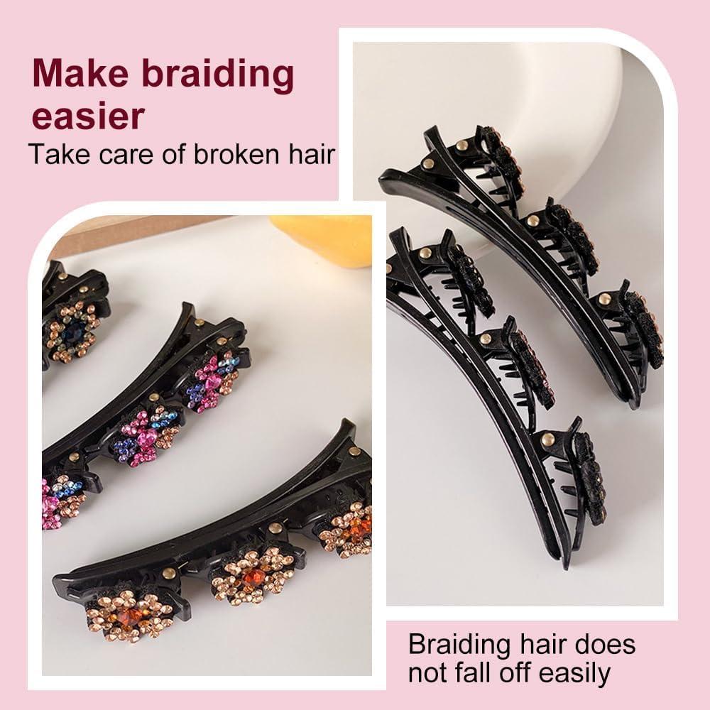 Clips para el Cabello Trenzados PreciRise - 2 Pcs con Rhinestone