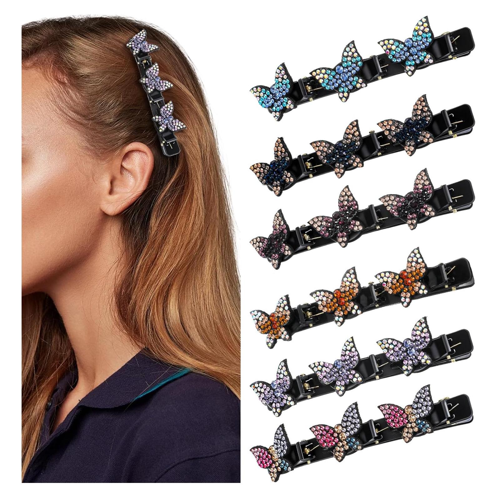 Juego de 6 Clips de Pelo Trenzados Sorcristy - Brillantes y Coloridos