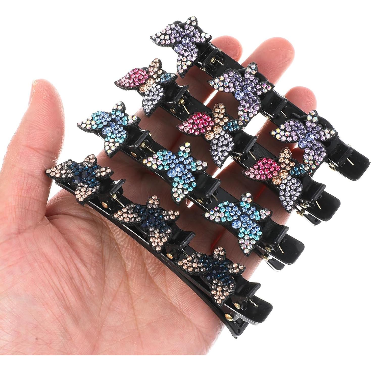 Juego de 6 Clips de Pelo Trenzados Sorcristy - Brillantes y Coloridos