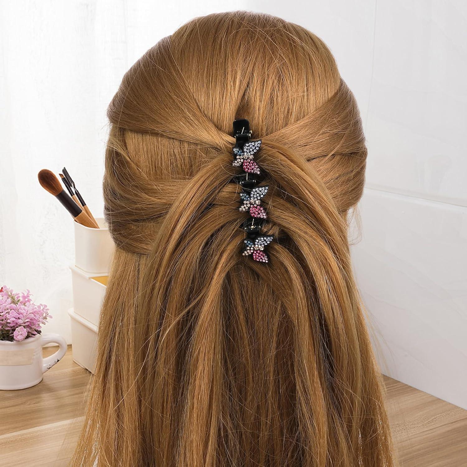 Juego de 6 Clips de Pelo Trenzados Sorcristy - Brillantes y Coloridos