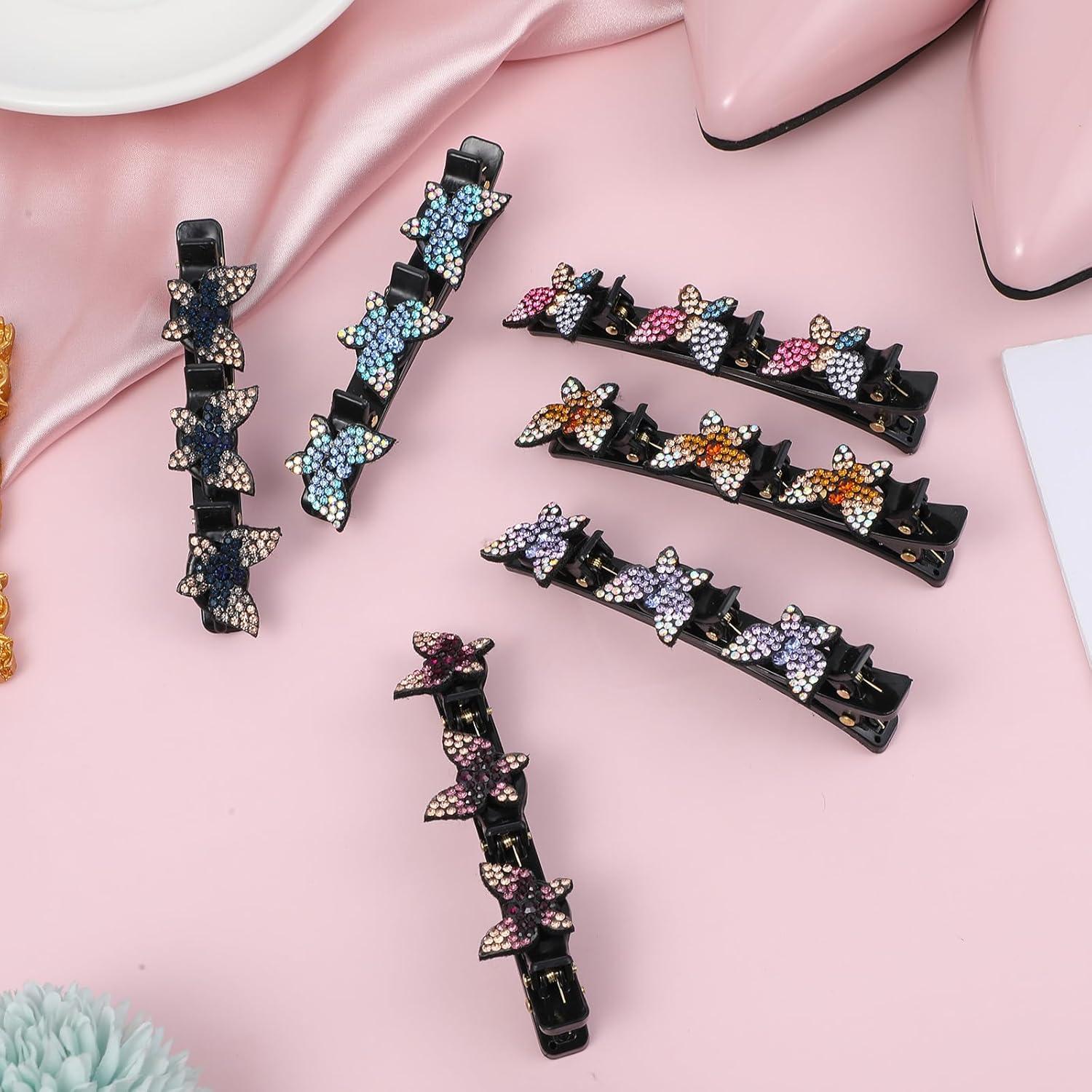 Juego de 6 Clips de Pelo Trenzados Sorcristy - Brillantes y Coloridos