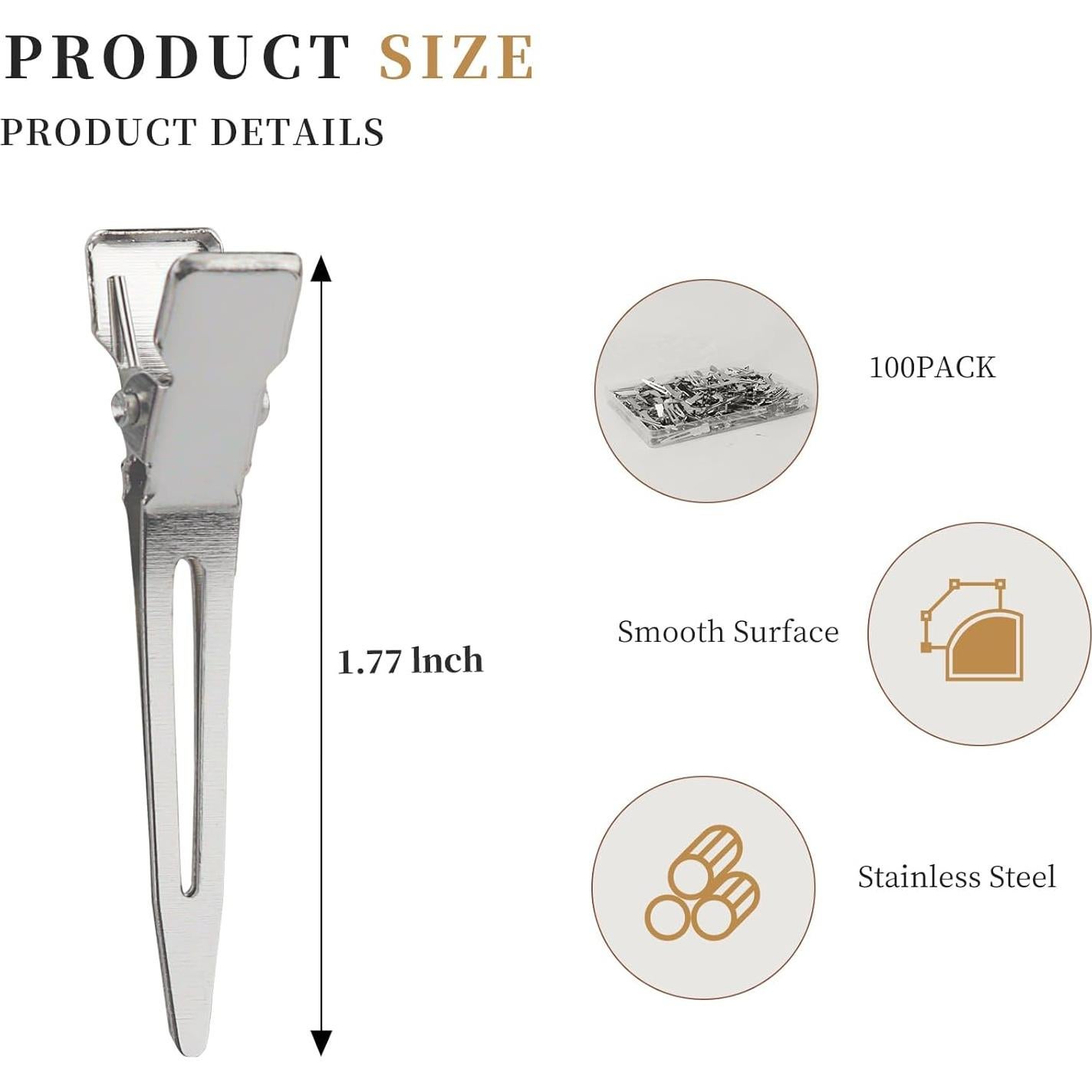 100 Clips de Cocodrilo de Metal Aifanjierui 4.5cm Plata