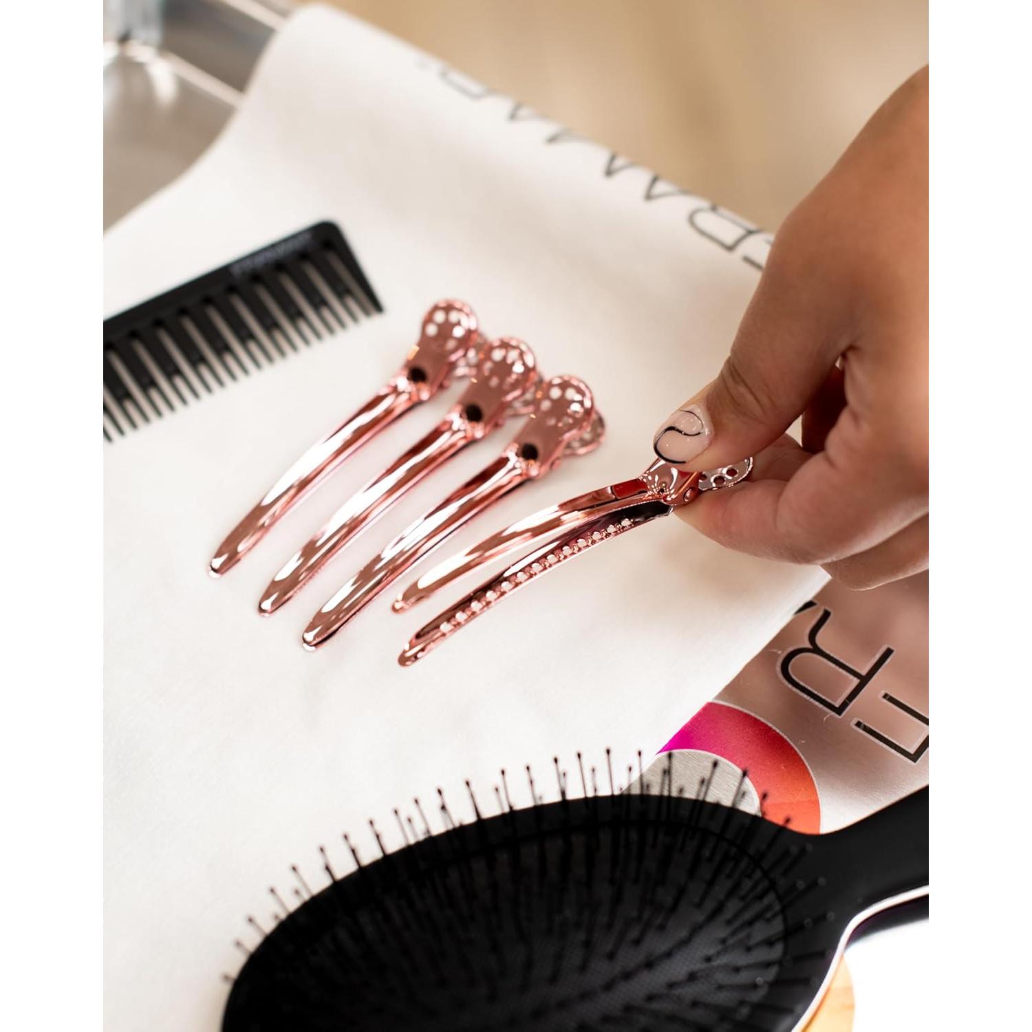 Clips de Pelo Metálicos Framar Oro Rosa - Paquete de 4