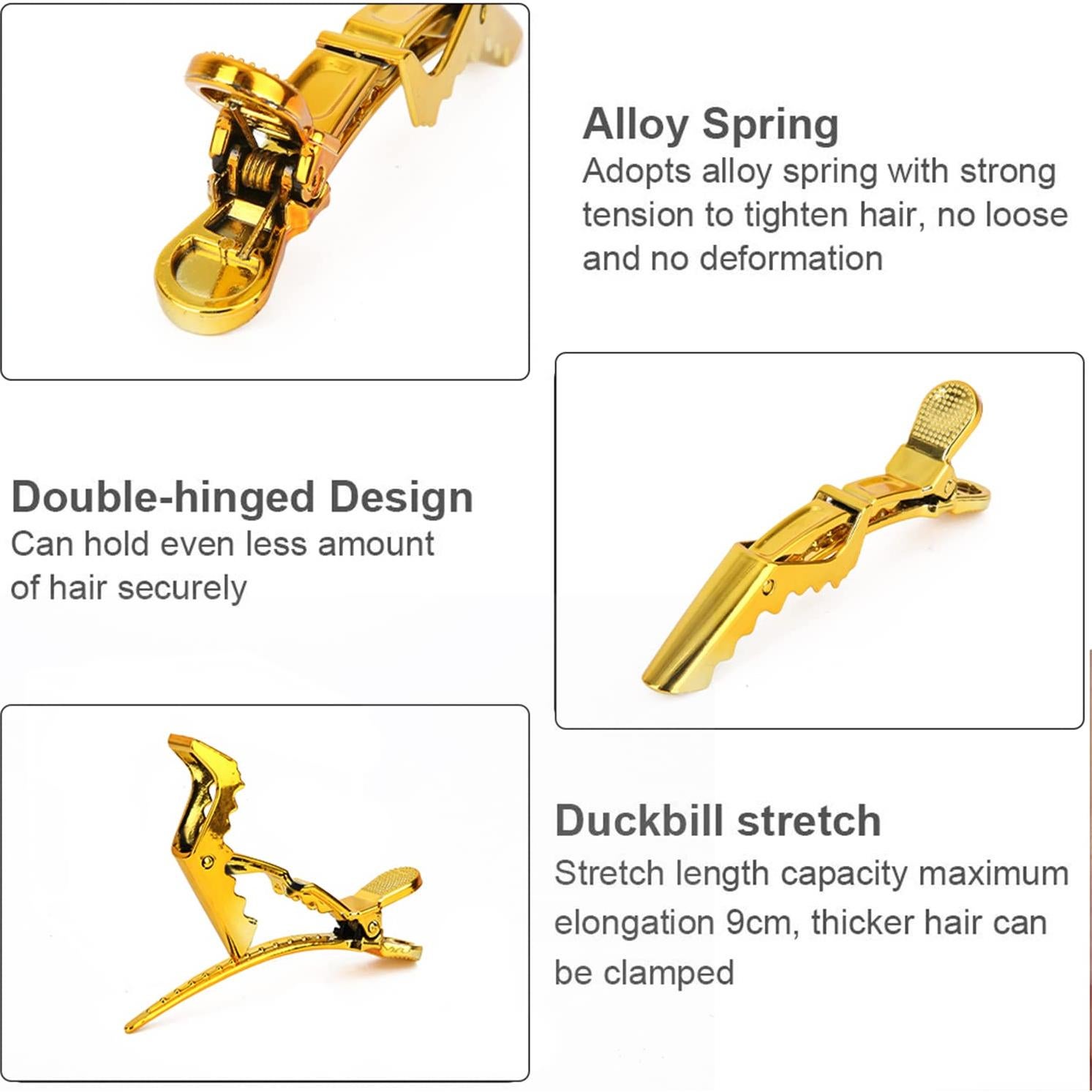 Pinzas para el Cabello Premium Doradas - 12 Paquetes Grandes