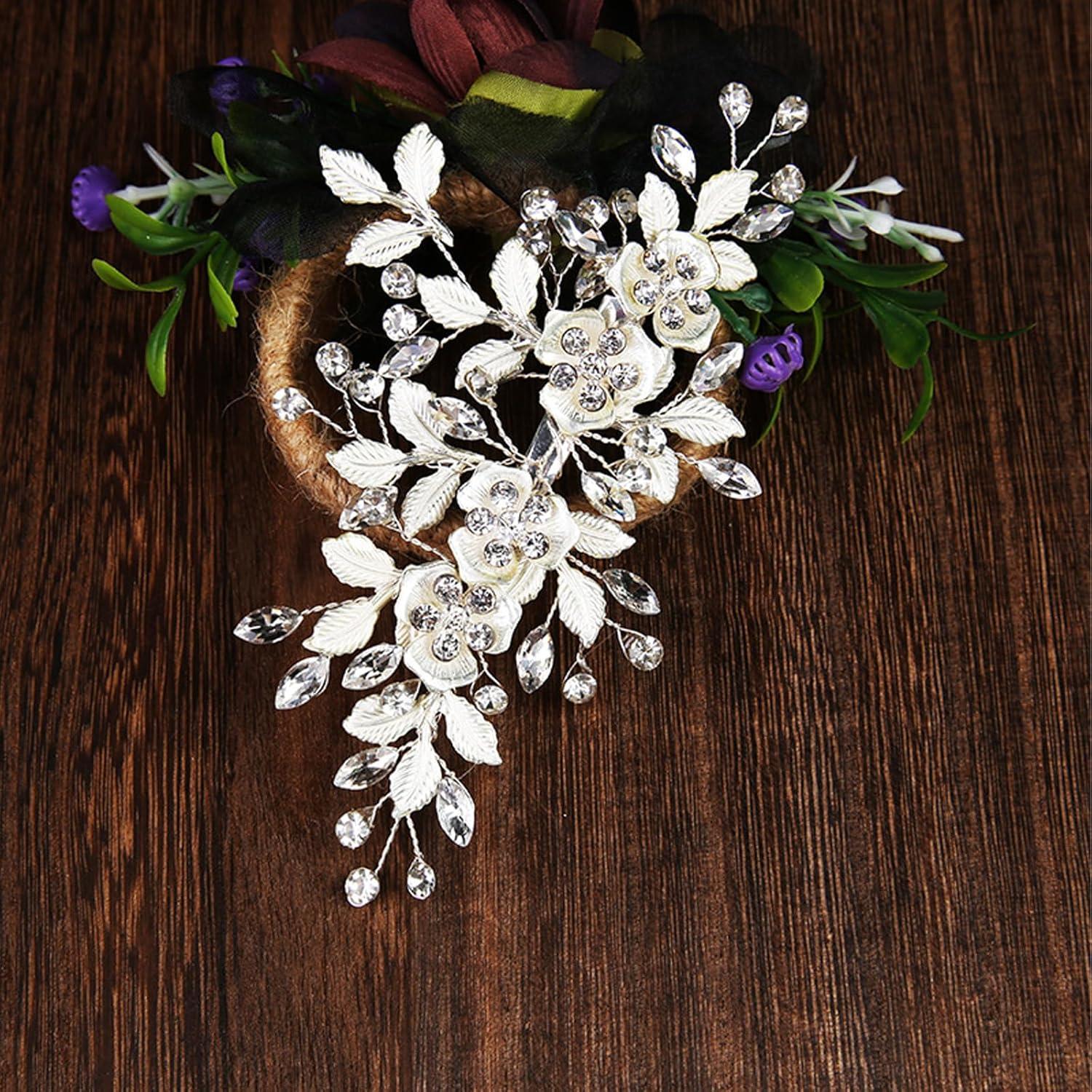 Clip de Cabello Nupcial Plateado Genérico con Strass 12.7x8.9cm