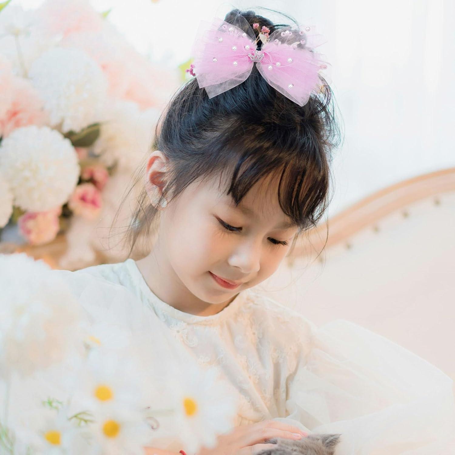 4 Clips de Lazos de Perlas Aswewamt para el Cabello