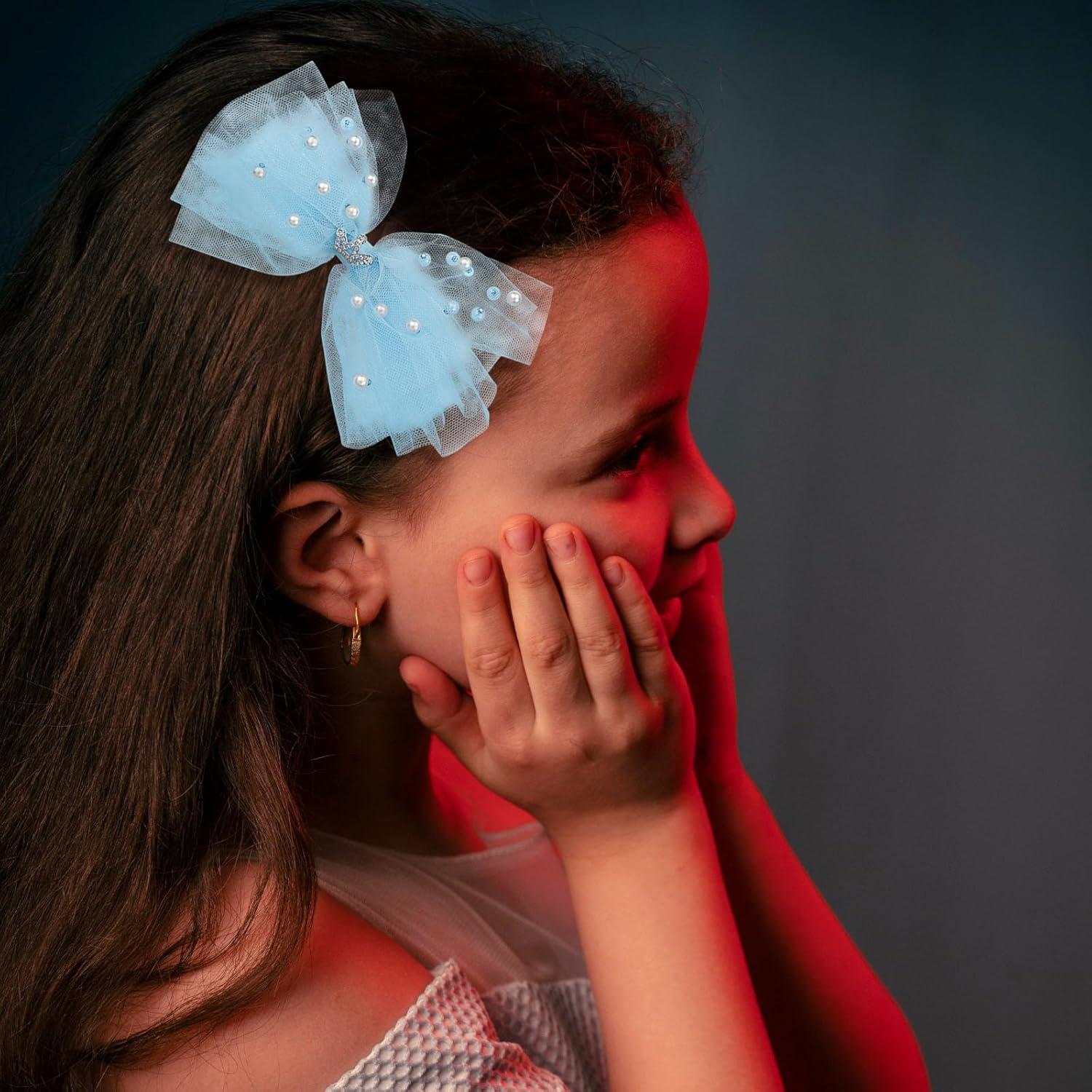 4 Clips de Lazos de Perlas Aswewamt para el Cabello