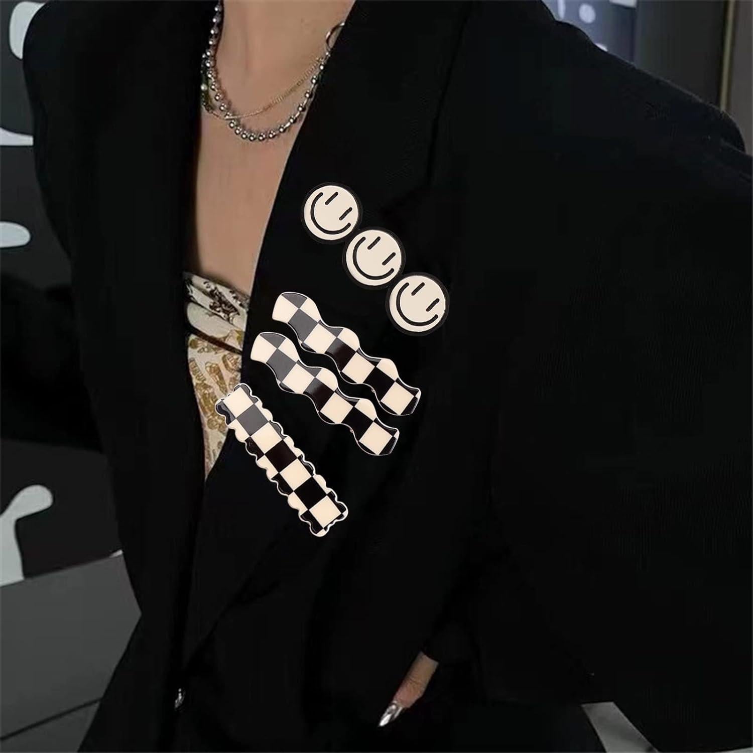 16 Clips para el Cabello Magicsky Geométricos en Blanco y Negro