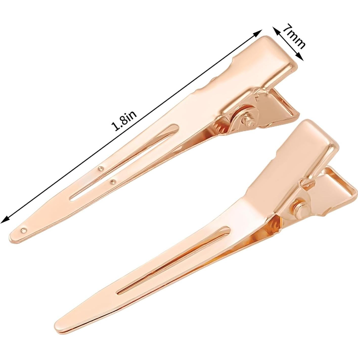 50 Clips de Rizo de Cocodrilo Bantoye 4.5cm Oro Rosa Metal