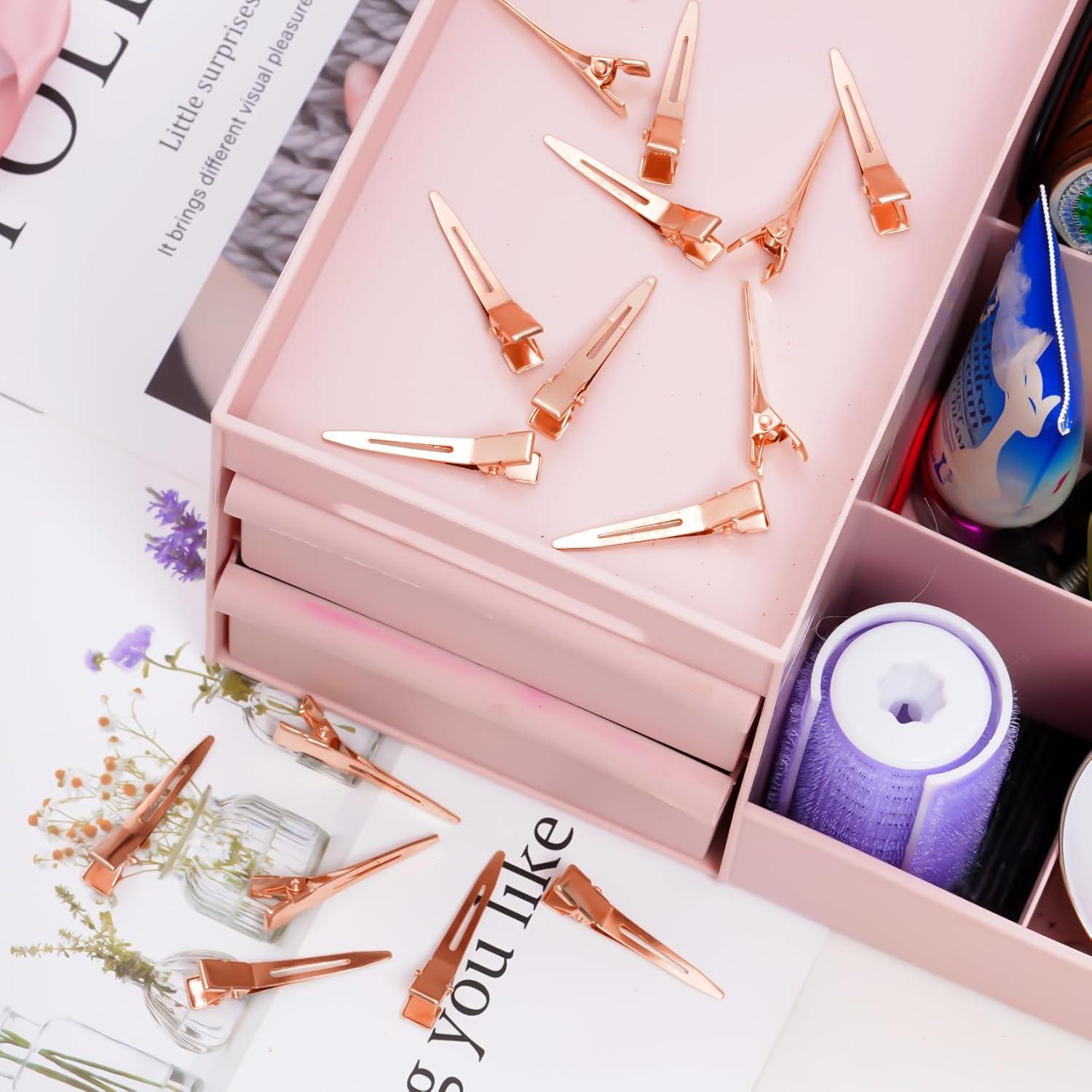 50 Clips de Rizo de Cocodrilo Bantoye 4.5cm Oro Rosa Metal