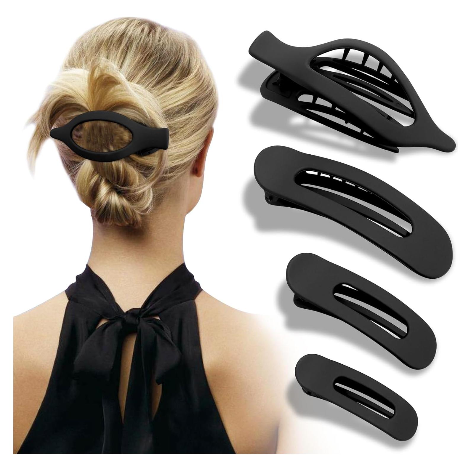 Pinzas Planas Velscrun para Cabello Grueso y Fino - 4 Piezas