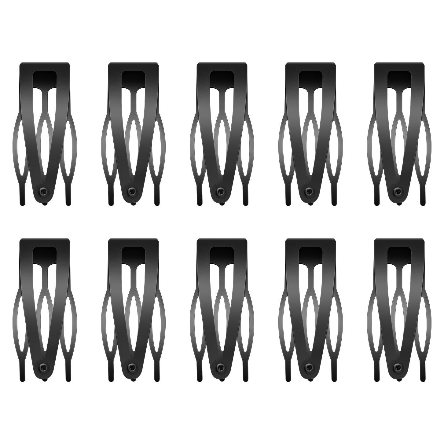 10 Clips de Cabello de Doble Agarre Sightor - Metal Negro