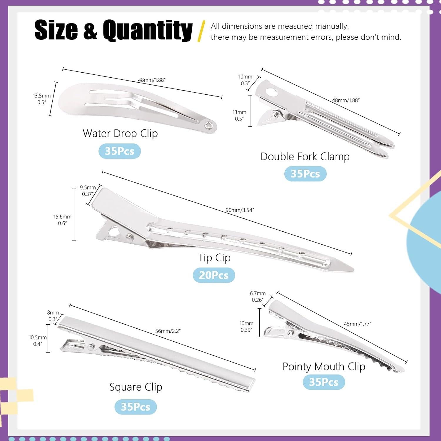 Kit de Clips para el Cabello Swpeet 160Pcs - 5 Estilos Metálicos