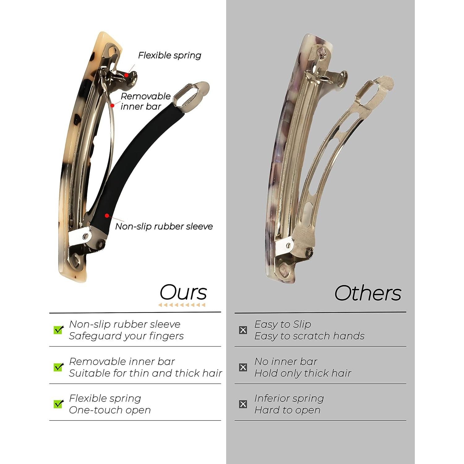 Pinzas para el cabello DF - 8 piezas de acetato 7.6 cm