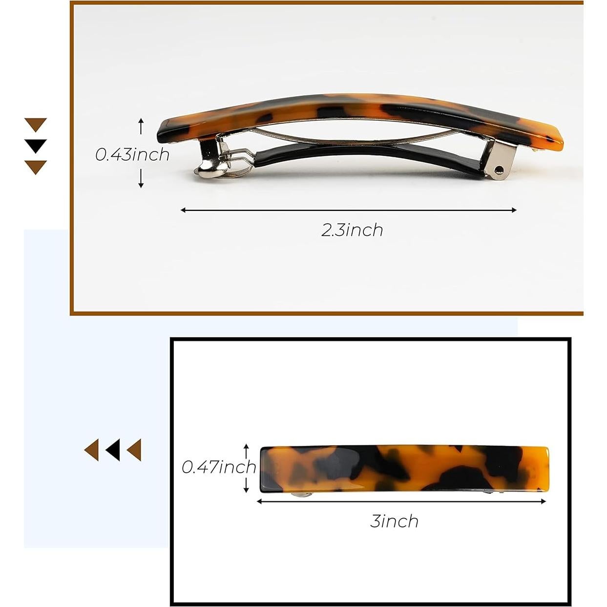 Pinzas para el cabello DF - 8 piezas de acetato 7.6 cm