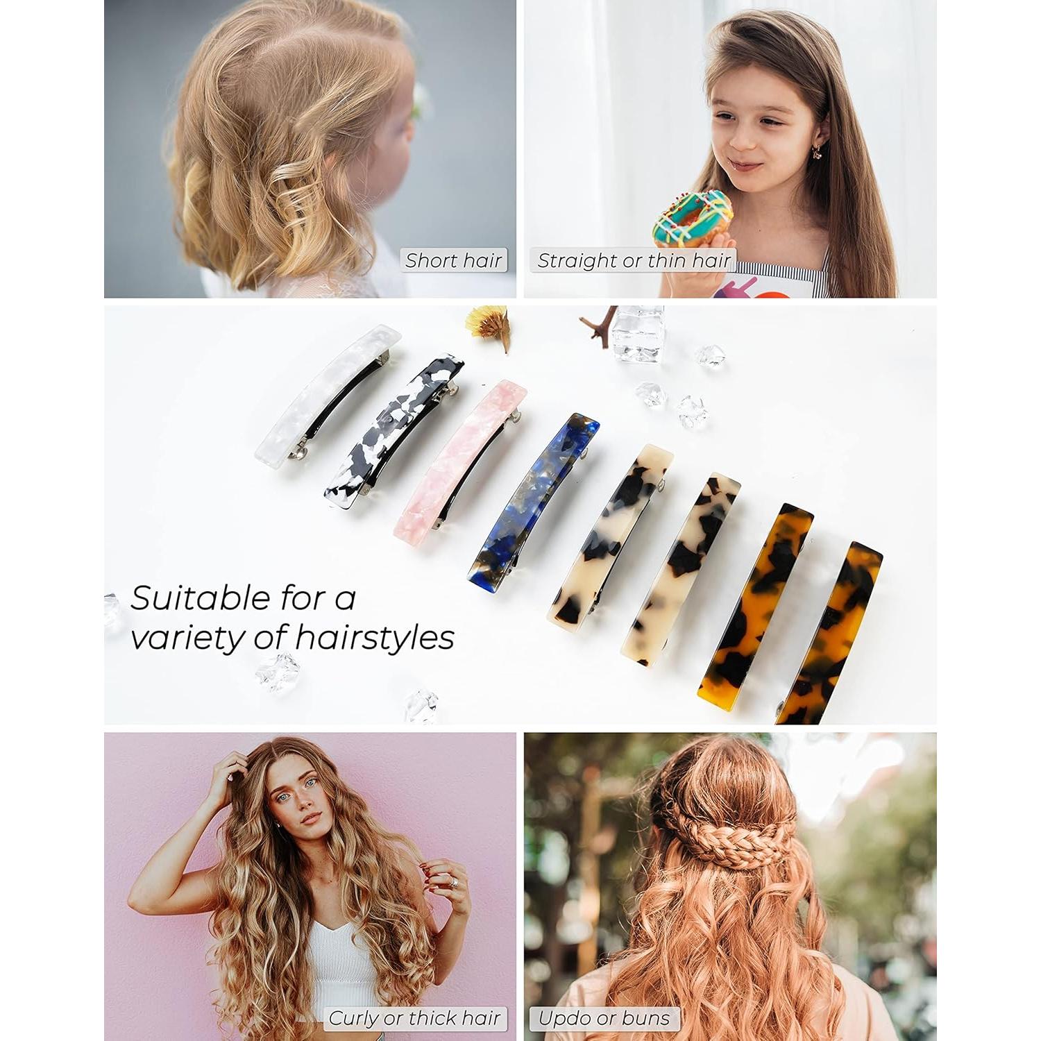 Pinzas para el cabello DF - 8 piezas de acetato 7.6 cm