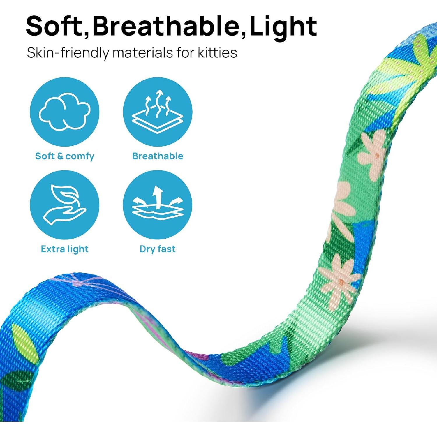 Arnés y Correa para Gato PetThem Ajustable Verde Hawái