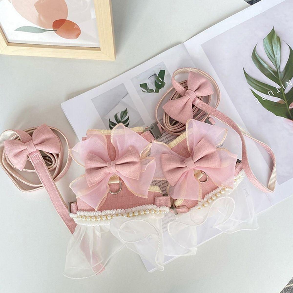 Arnés y Correa para Conejos Copfeu Rosa Malla Transpirable