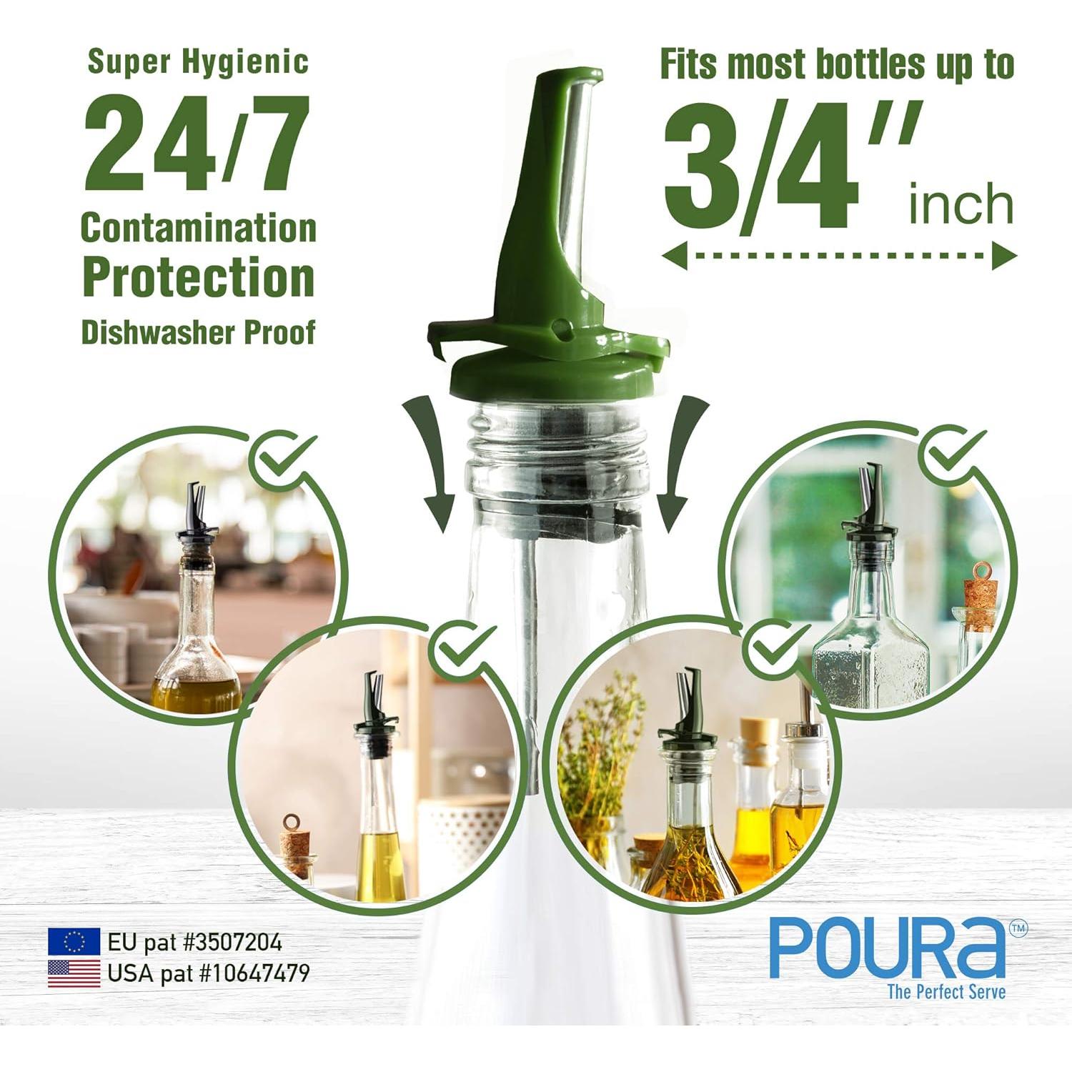 Verterdor de Aceite de Oliva Poura 2 Pcs Verde con Adaptadores