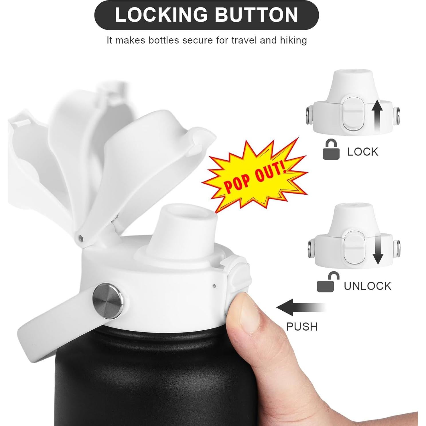 Tapa Flip Auto EIPOSAU para Botellas Boca Ancha 12-64 oz