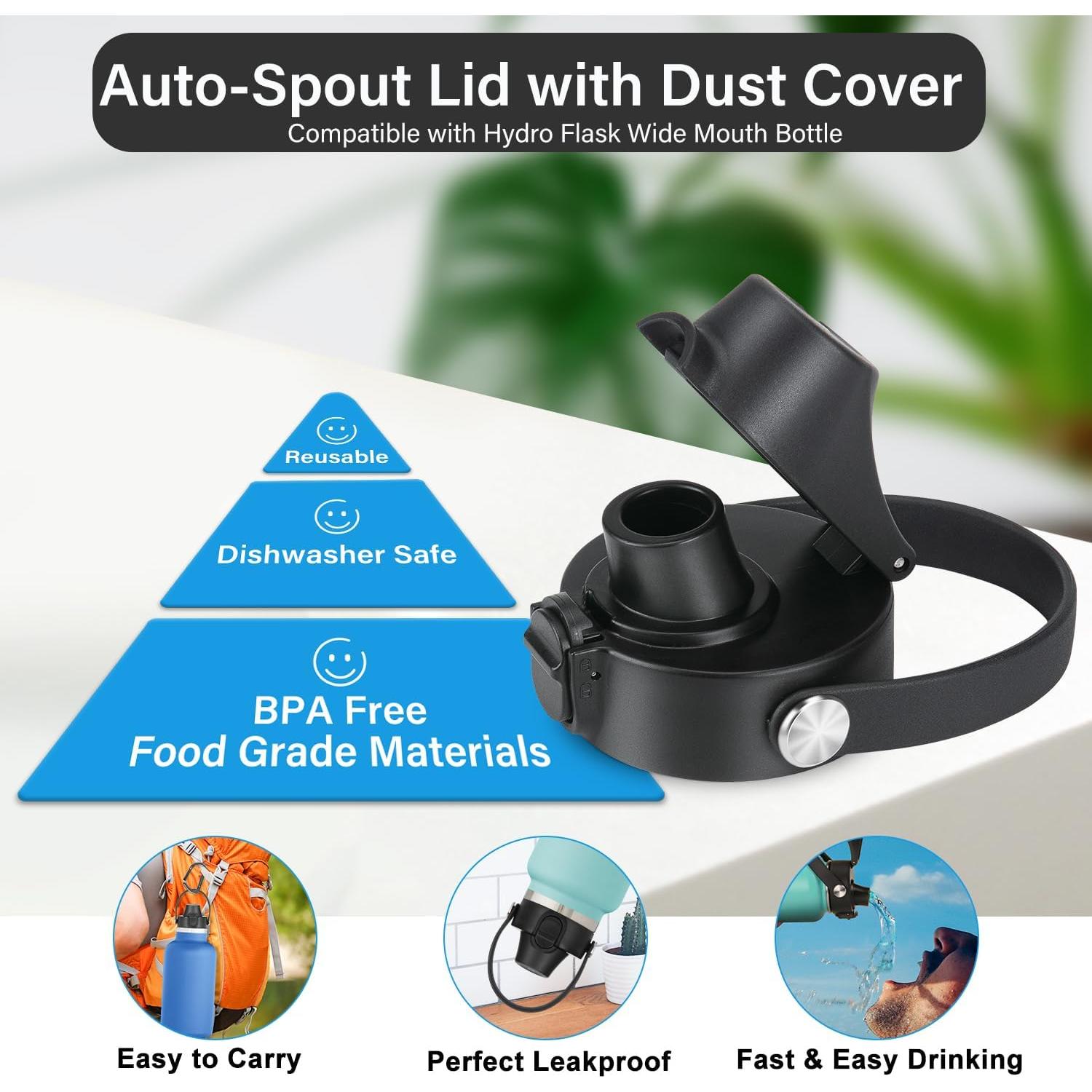 Tapa Auto Spout HydroFlask Boca Ancha 12-64oz Blanca