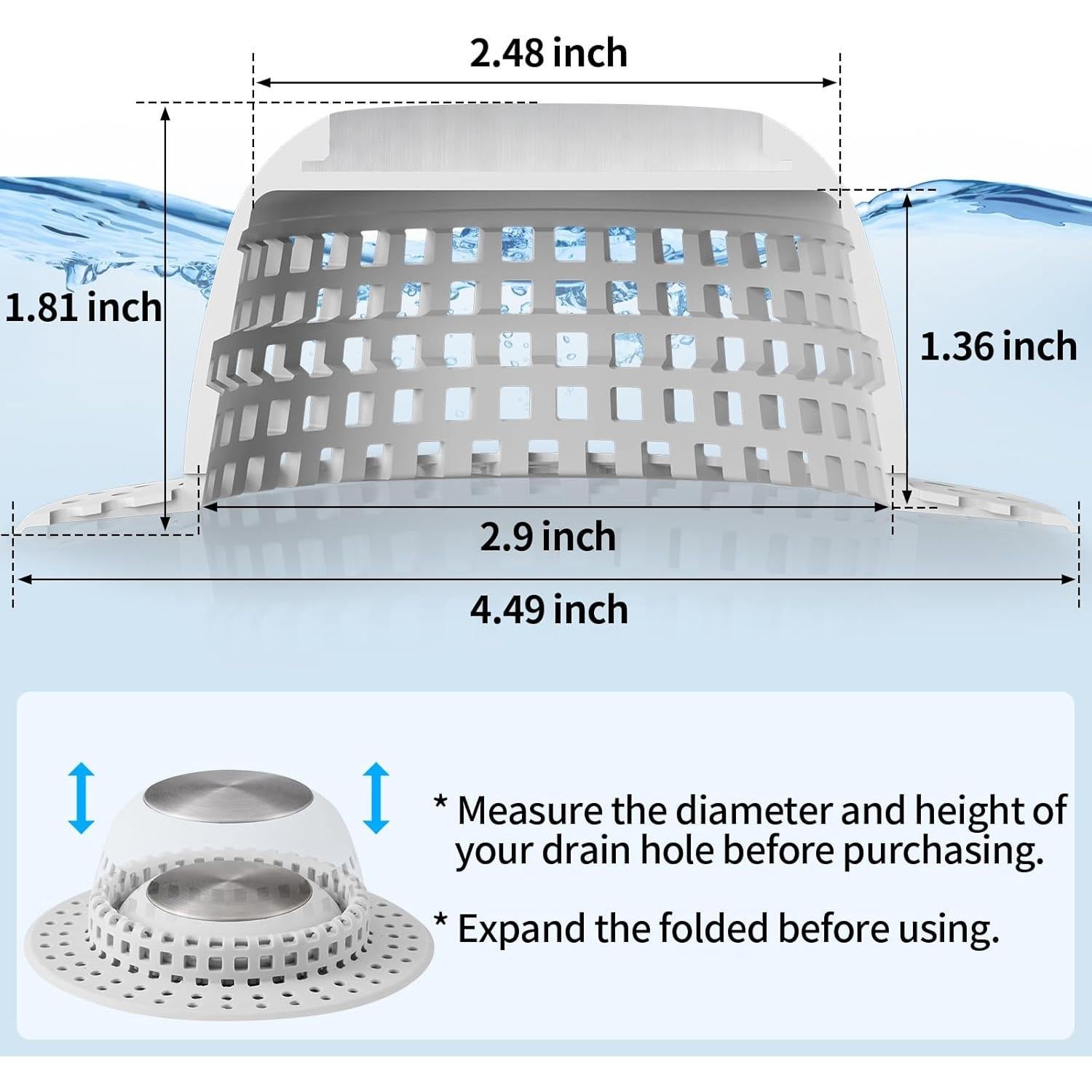 Captador de Cabello para Drenaje Aluvor - Silicona Plegable 11.4 cm