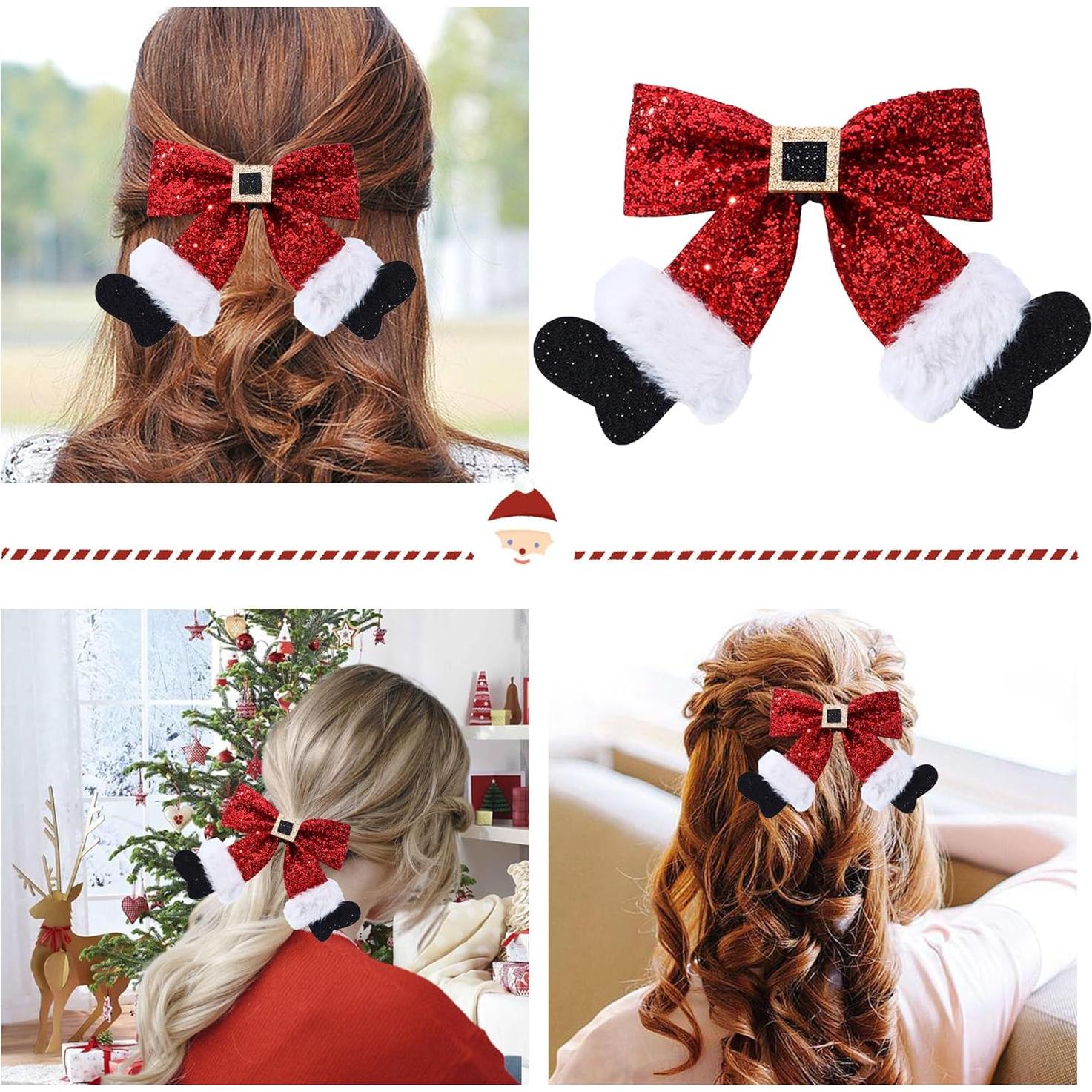Clip de Cabello Navideño Beleki Rojo con Lentejuelas