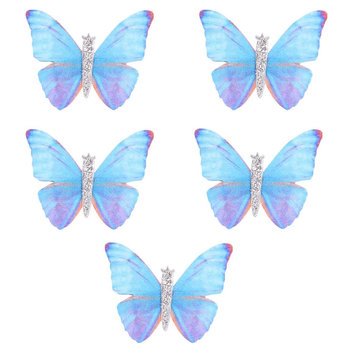 5 Clips de Pelo Mariposa Azul WRITWAA - Acero Inoxidable, Compactos
