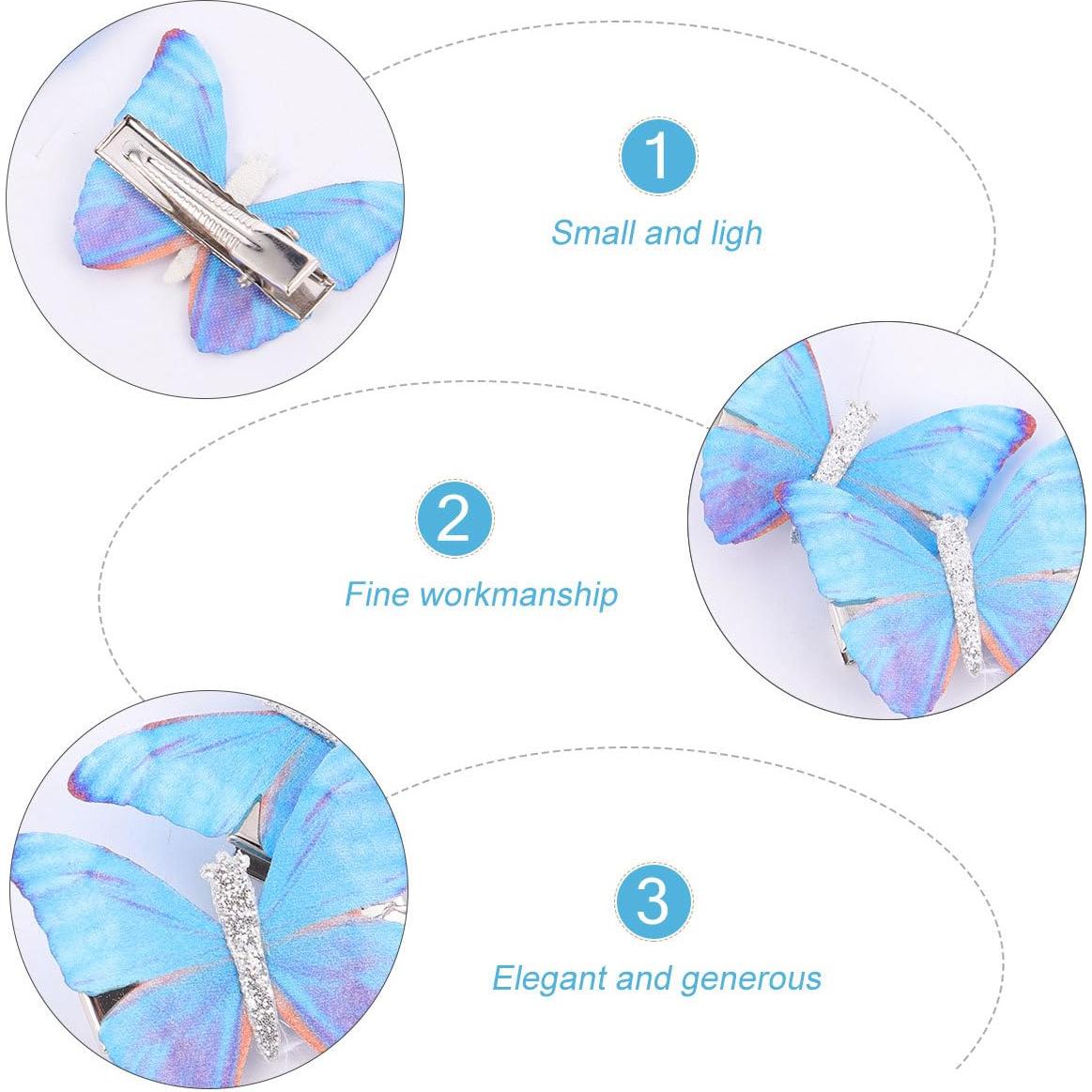 5 Clips de Pelo Mariposa Azul WRITWAA - Acero Inoxidable, Compactos