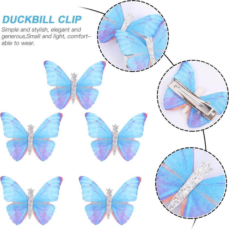 5 Clips de Pelo Mariposa Azul WRITWAA - Acero Inoxidable, Compactos