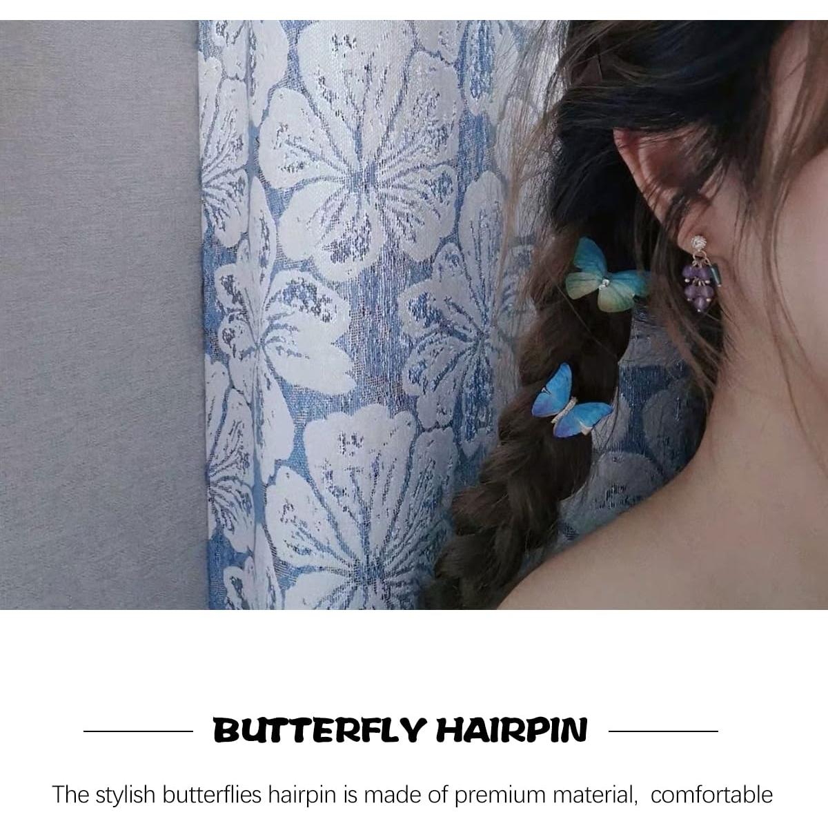 5 Clips de Pelo Mariposa Azul WRITWAA - Acero Inoxidable, Compactos