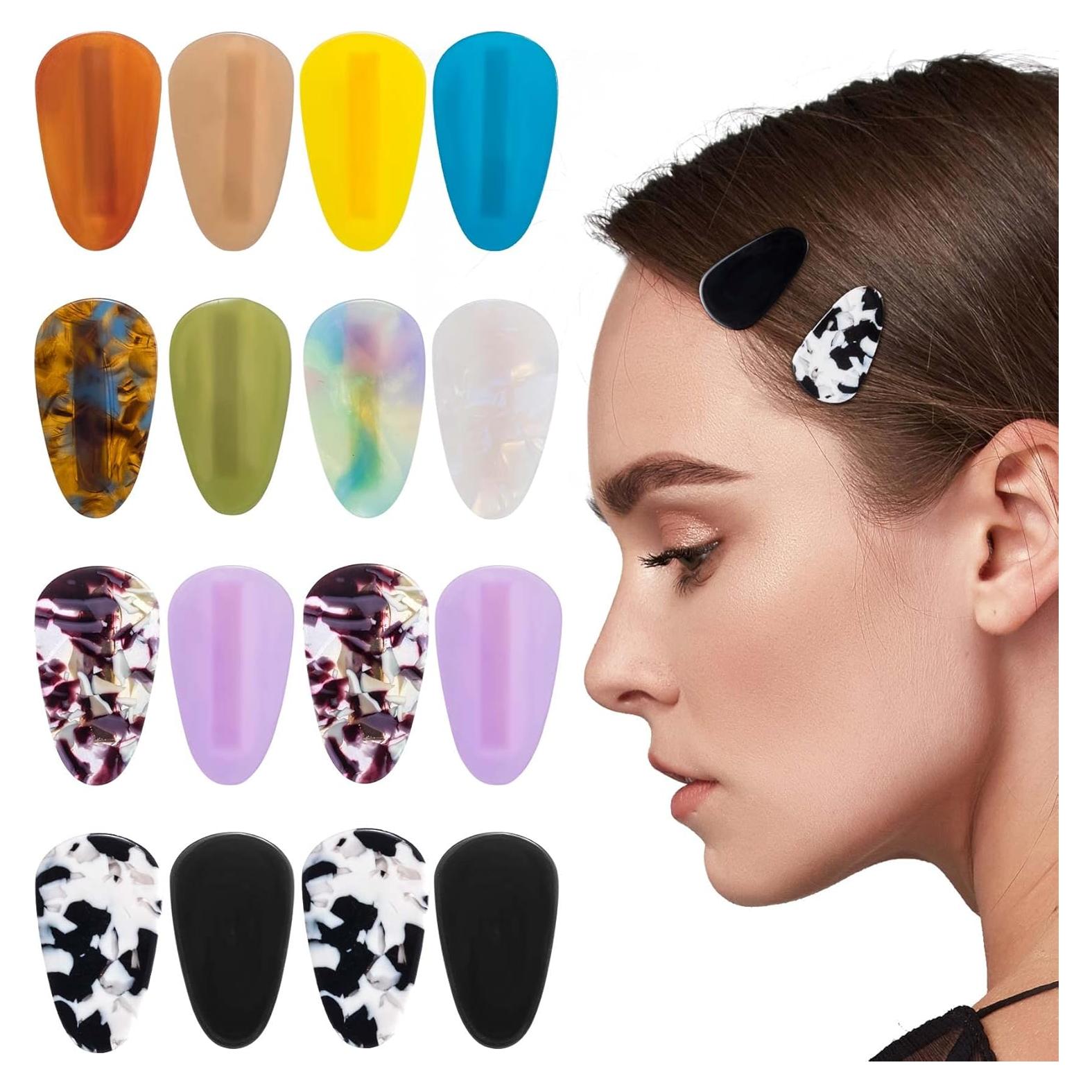 16 Clips de Pelo Sin Marcas HINZIC en Forma de Gota Multicolor