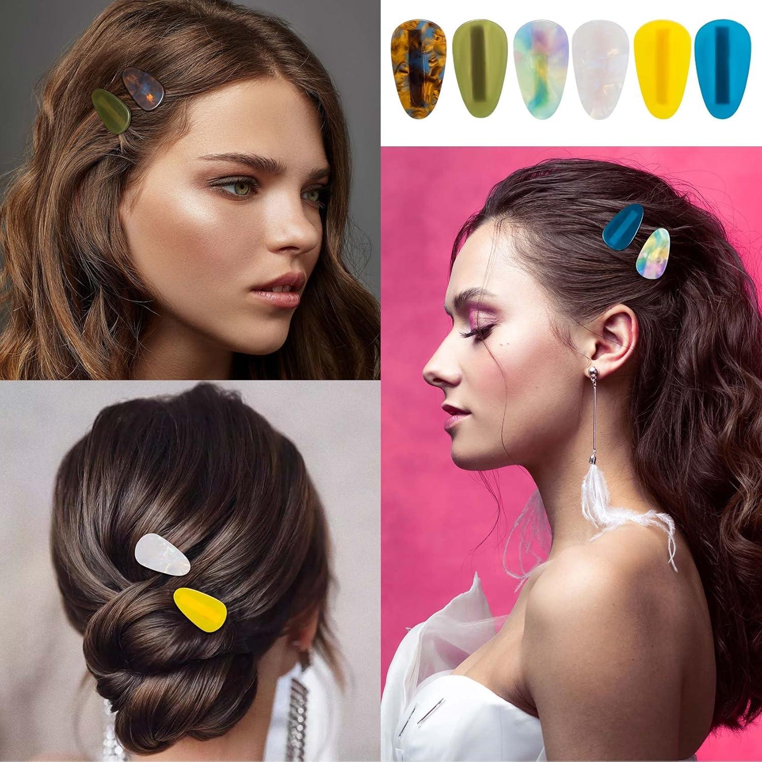 16 Clips de Pelo Sin Marcas HINZIC en Forma de Gota Multicolor