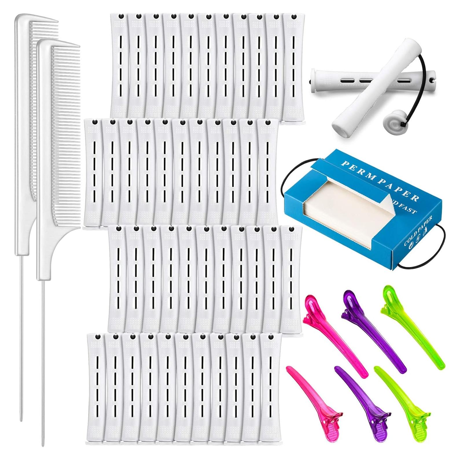 Kit de Estilizado de Cabello WILLBOND - 48 Varillas, 2 Peines, 350 Papeles, 6 Clips