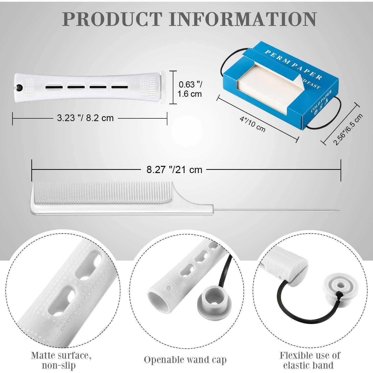 Kit de Estilizado de Cabello WILLBOND - 48 Varillas, 2 Peines, 350 Papeles, 6 Clips