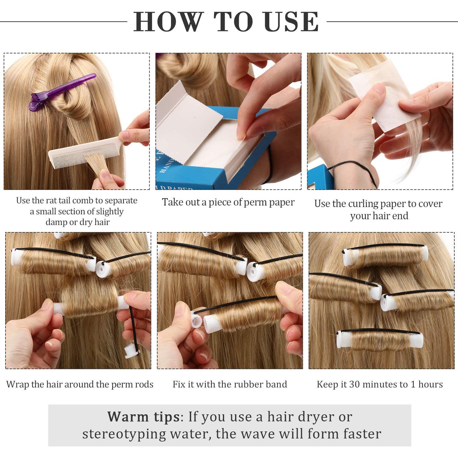 Kit de Estilizado de Cabello WILLBOND - 48 Varillas, 2 Peines, 350 Papeles, 6 Clips