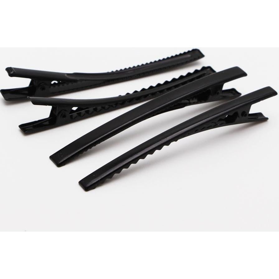 6 Clips de Pelo Cocodrilo Metal Negro 8cm KINGWEDDING