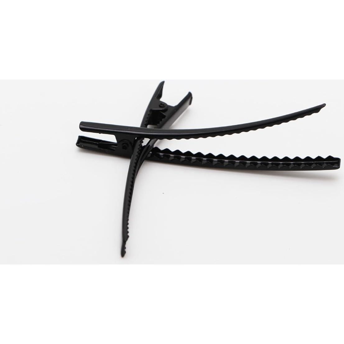 6 Clips de Pelo Cocodrilo Metal Negro 8cm KINGWEDDING