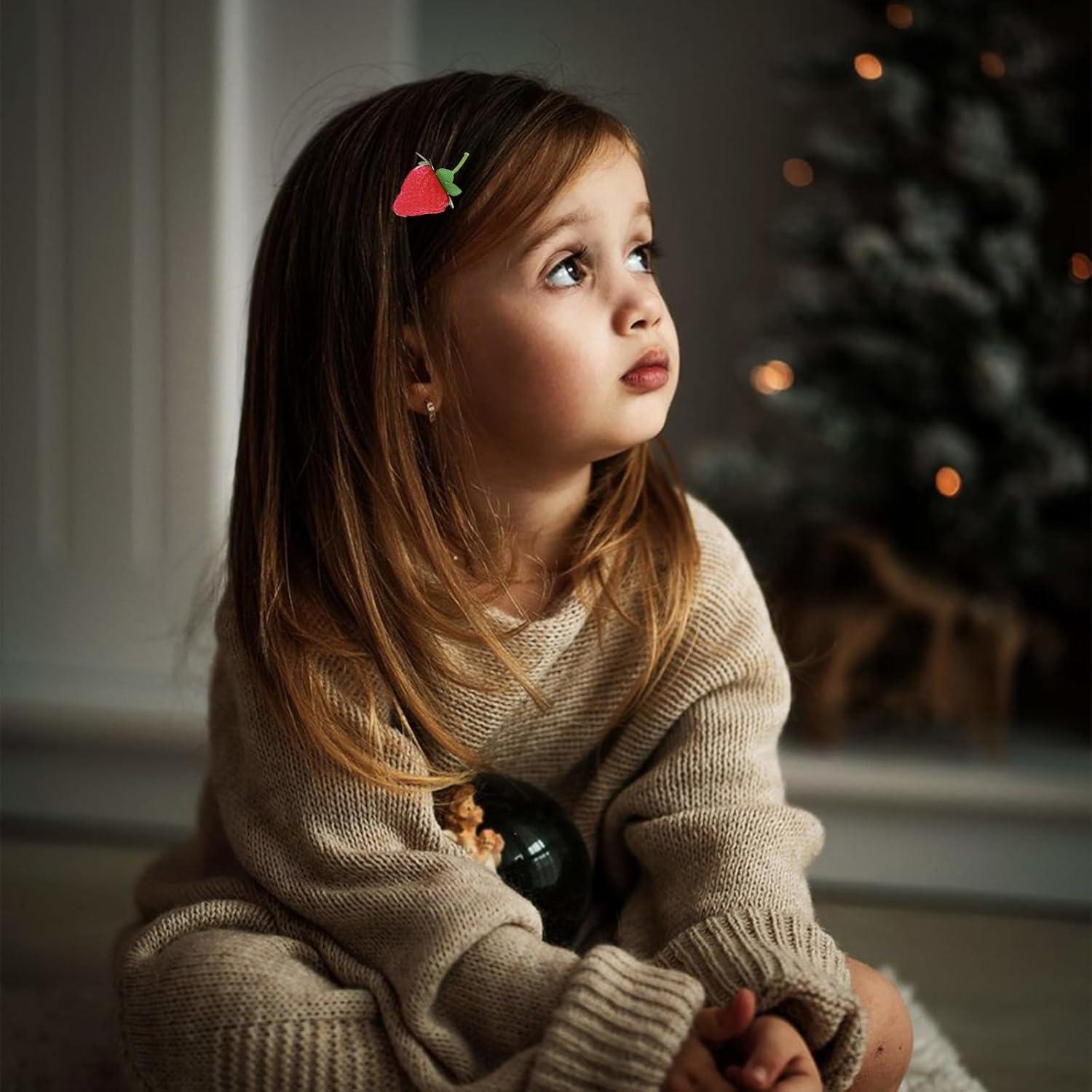 4 Clips de Cabello de Fresa Kawaii Wziys - Accesorios para Niñas