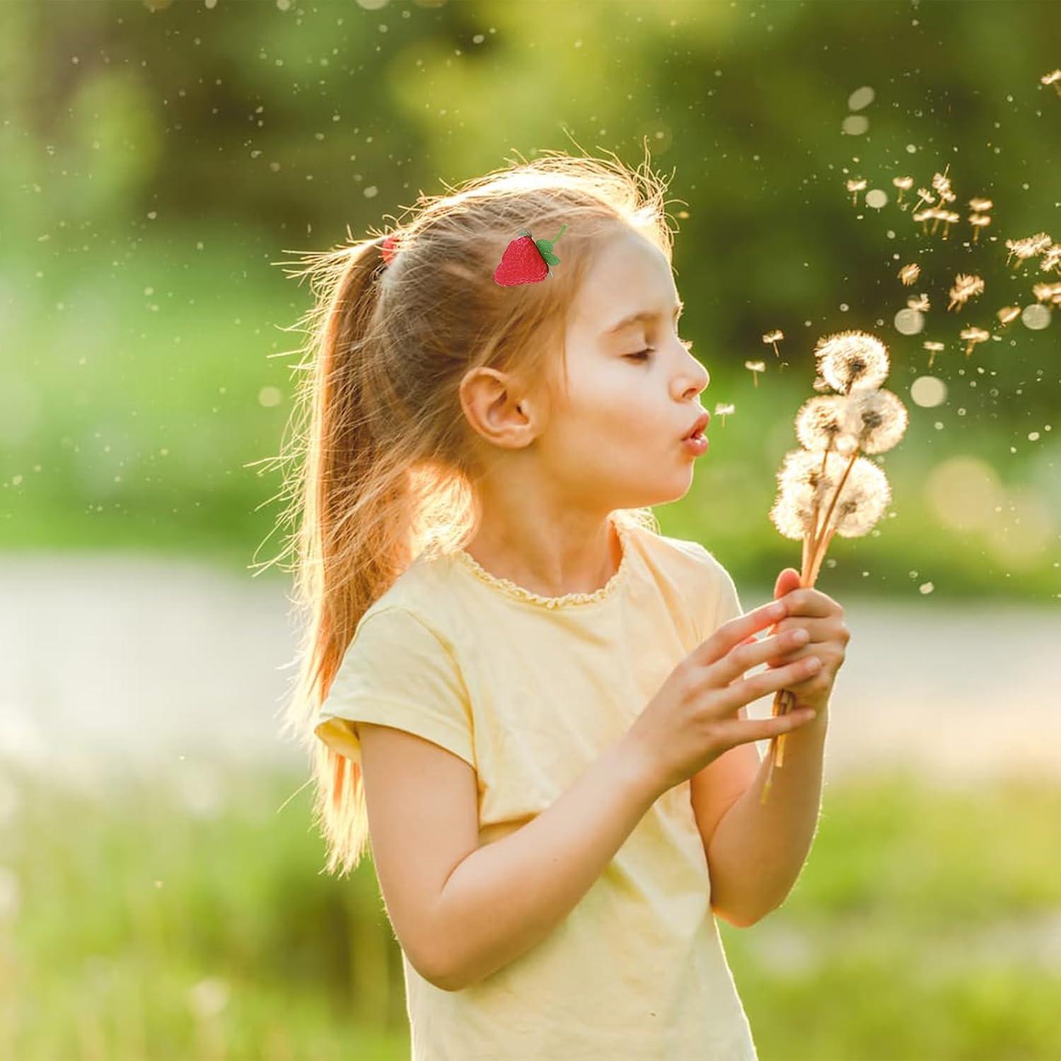 4 Clips de Cabello de Fresa Kawaii Wziys - Accesorios para Niñas