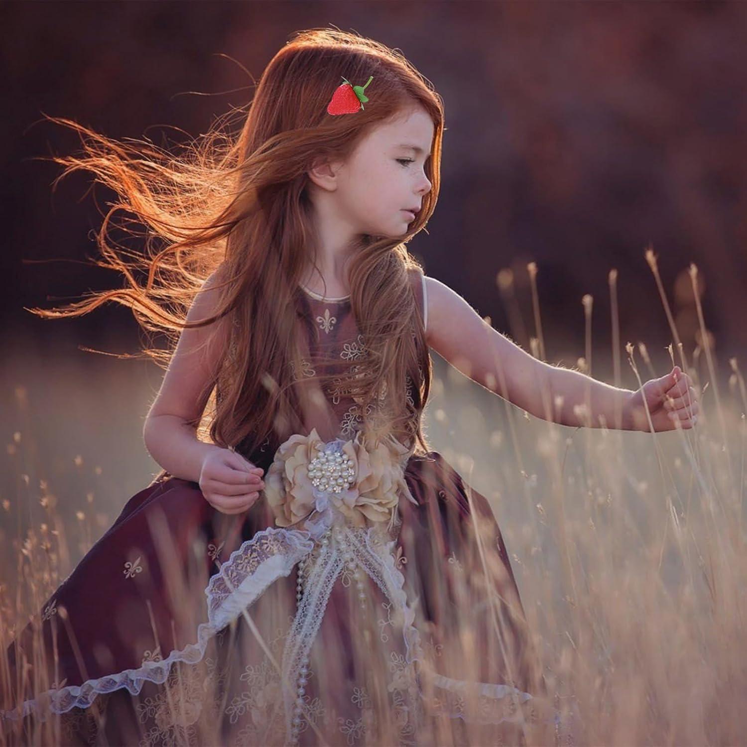 4 Clips de Cabello de Fresa Kawaii Wziys - Accesorios para Niñas