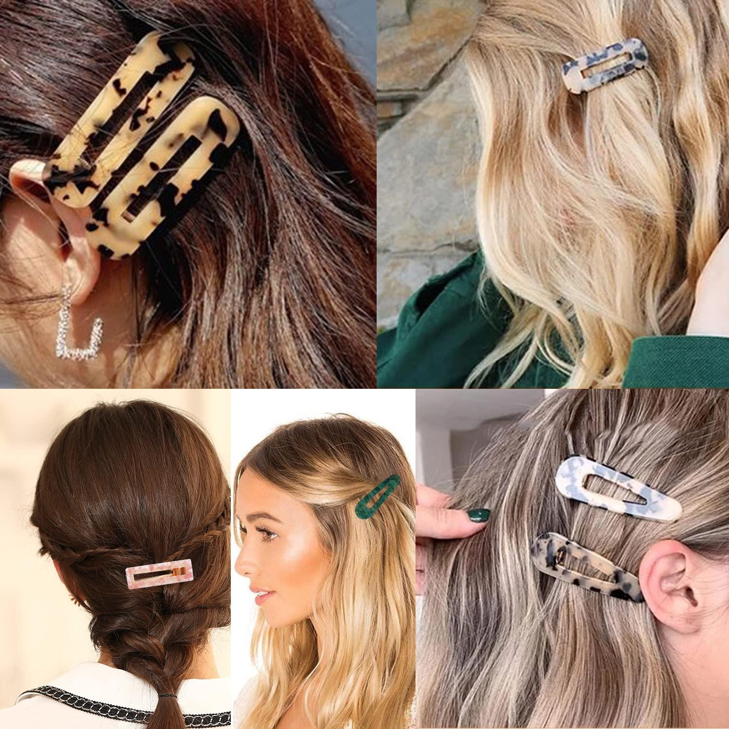 Juego de 12 Clips para el Cabello Acrílico con Mármol - Parcce