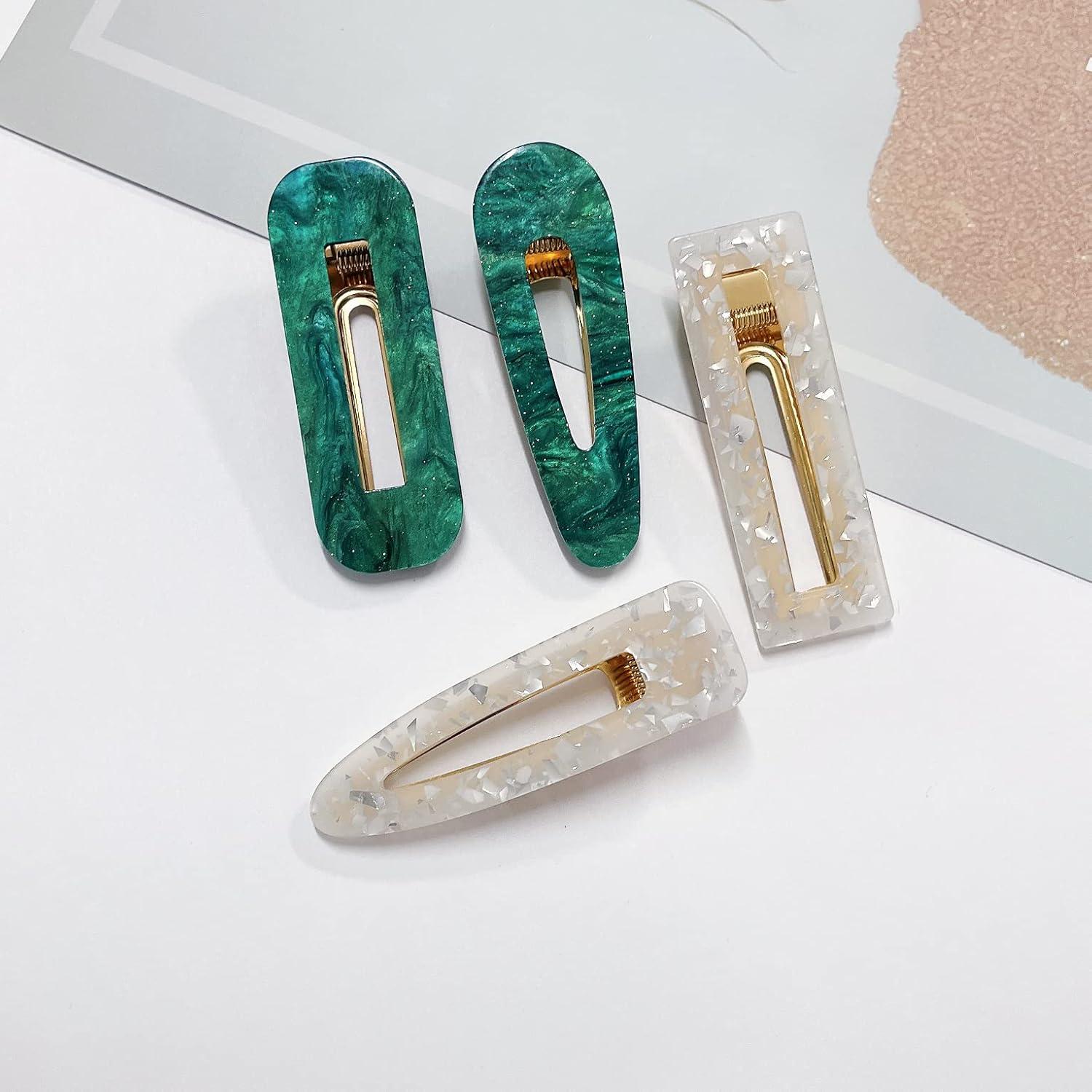 Juego de 12 Clips para el Cabello Acrílico con Mármol - Parcce