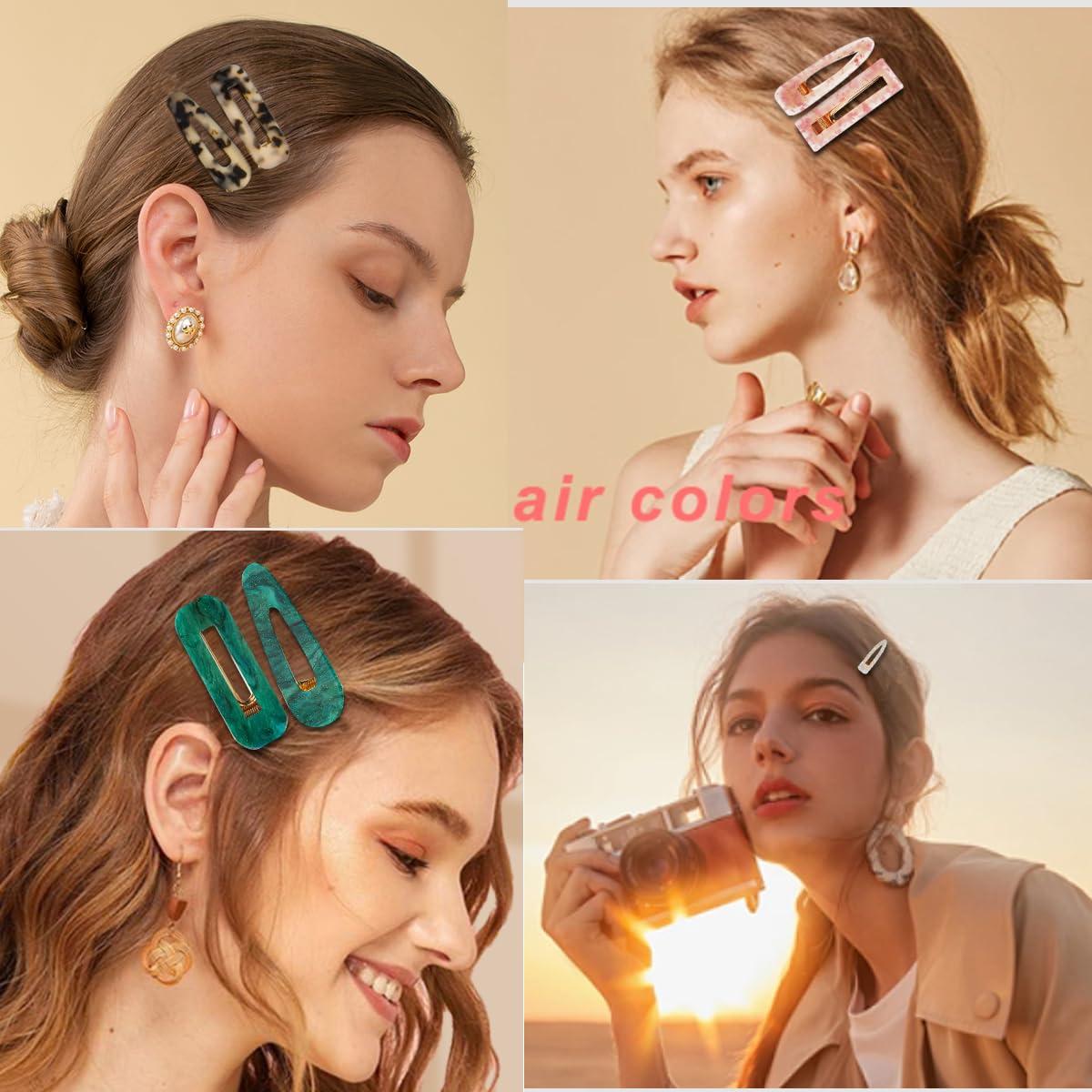 Juego de 12 Clips para el Cabello Acrílico con Mármol - Parcce