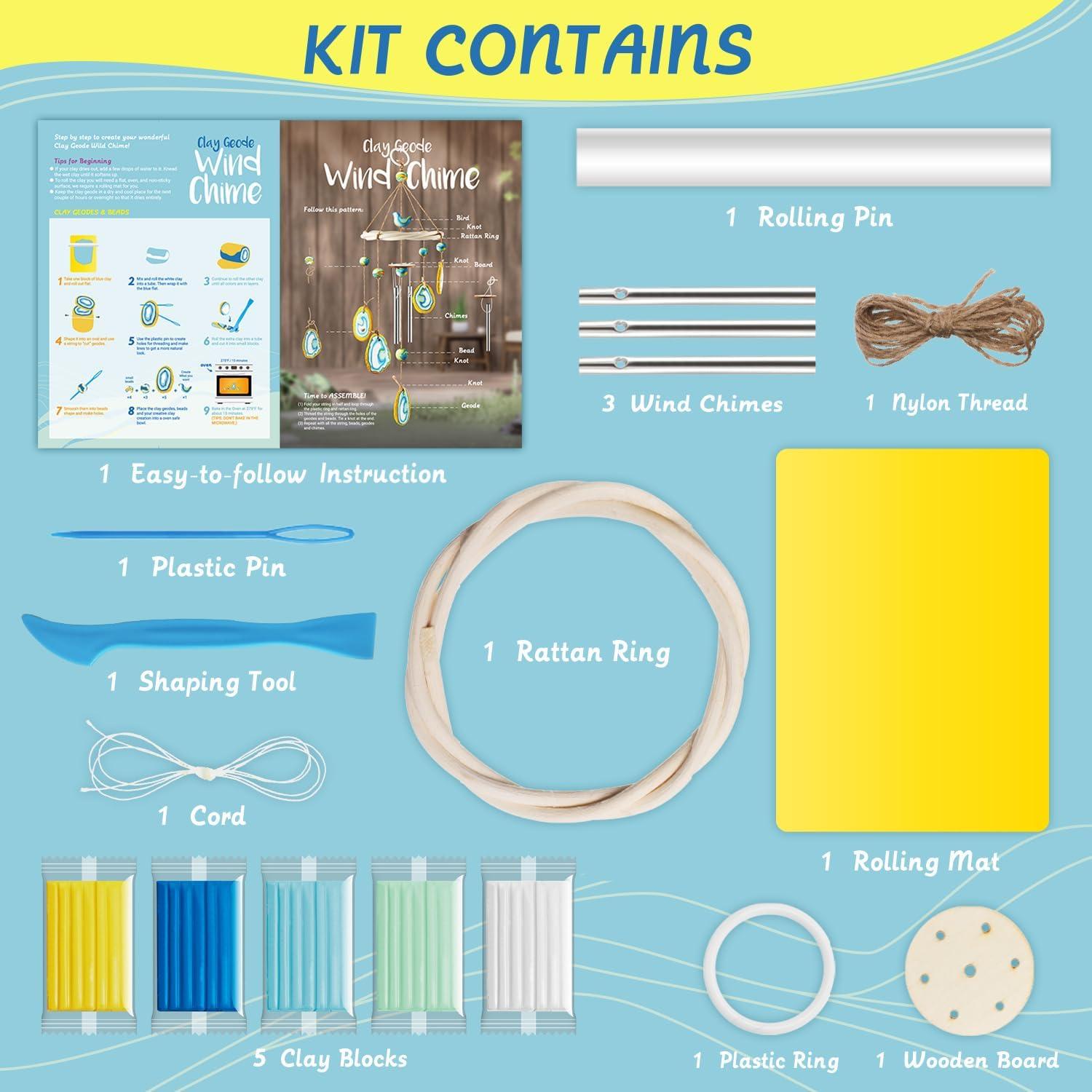 Kit de Manualidades Carillón de Arcilla Geode EDUMAN 20 Piezas