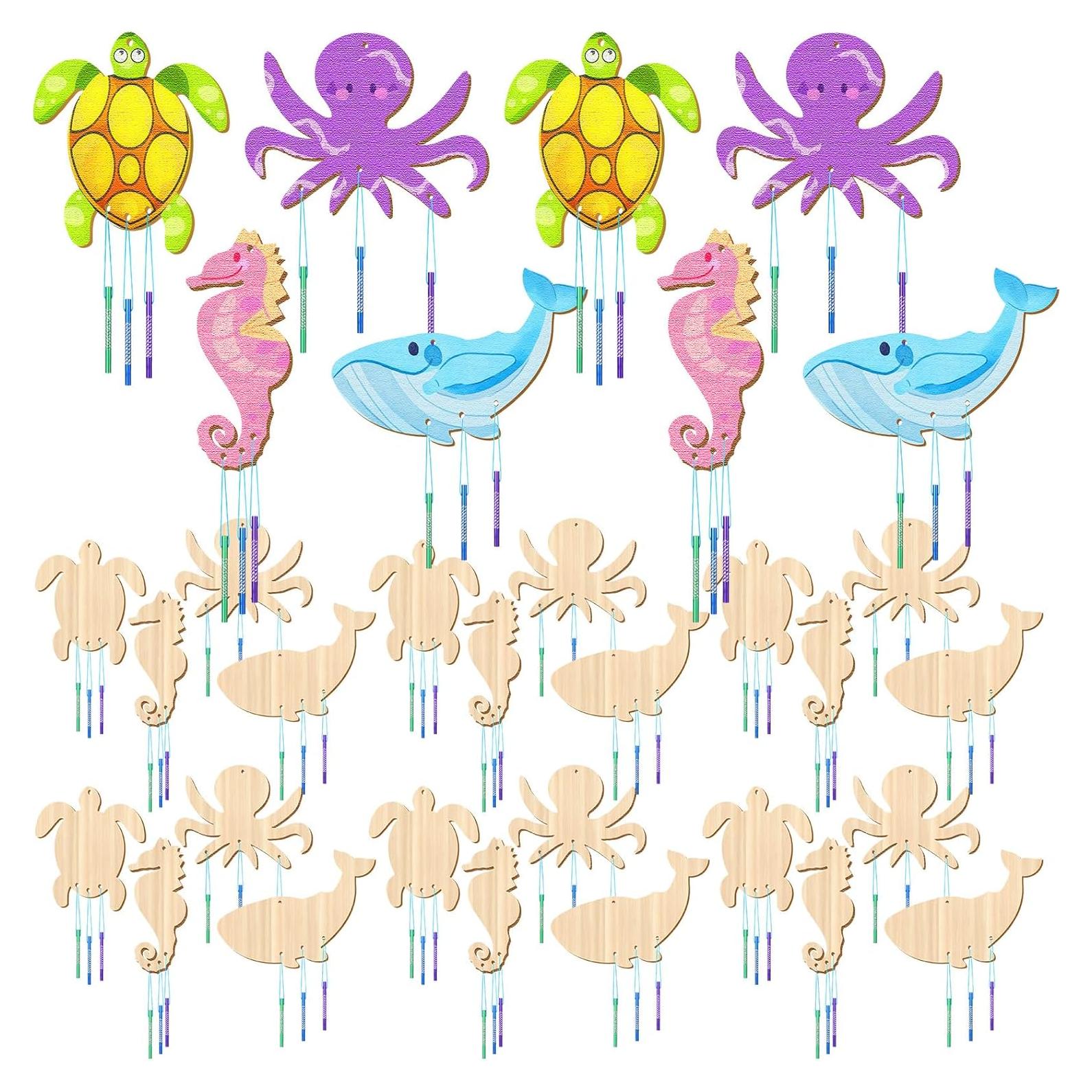 Kit de Campanas de Viento DIY Leinuosen 32 Piezas Madera