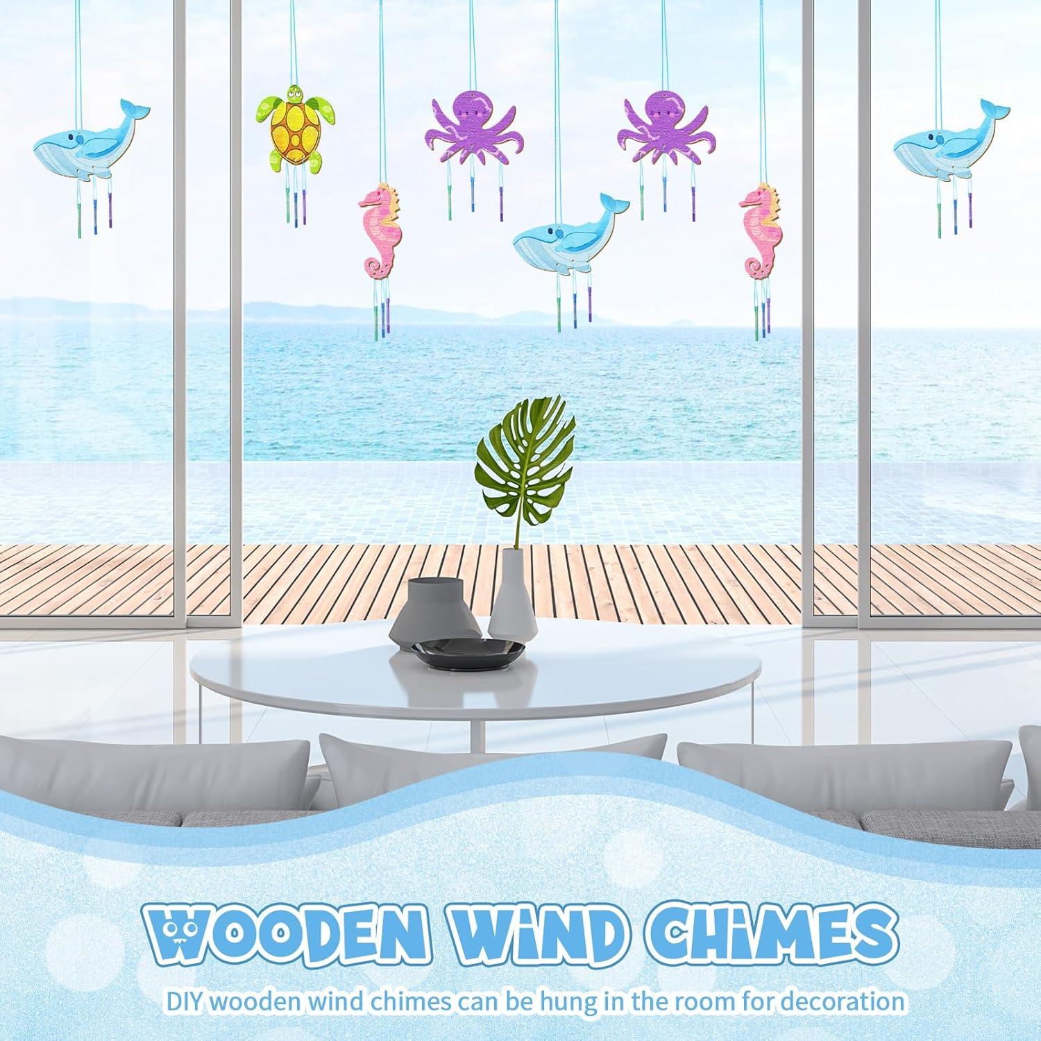 Kit de Campanas de Viento DIY Leinuosen 32 Piezas Madera