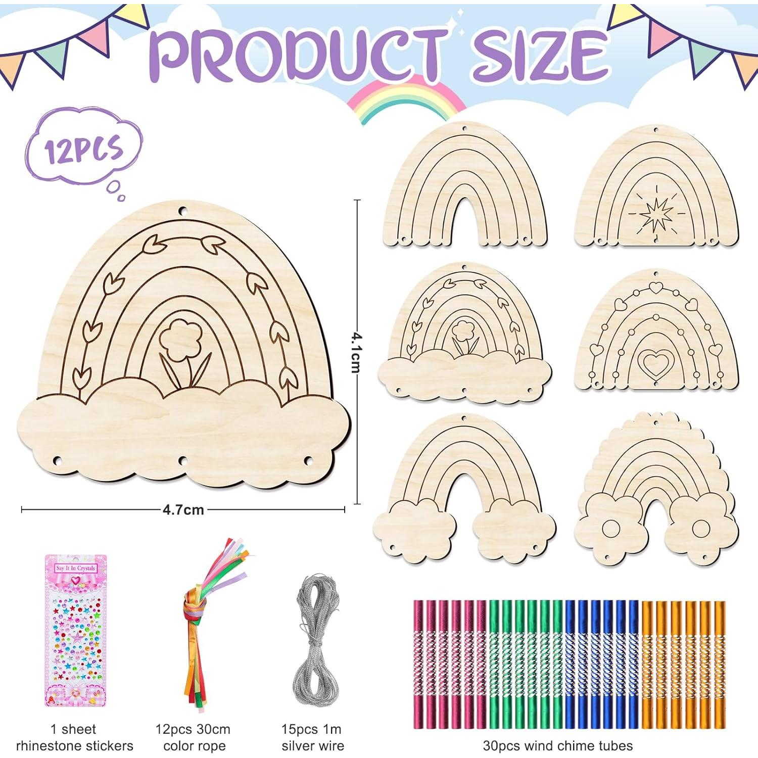 Kit de Campanas de Viento DIY TREACLUB - 12 Piezas Arcoíris