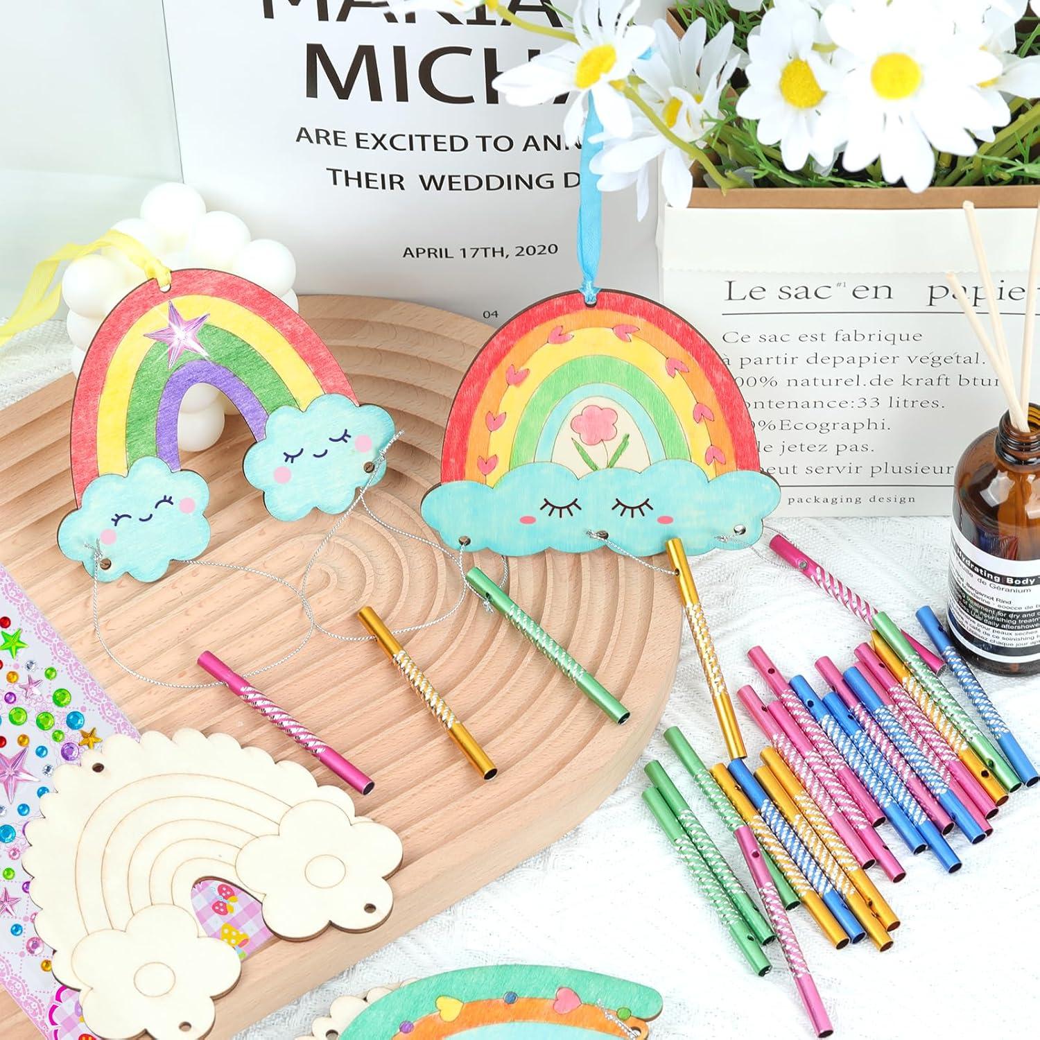 Kit de Campanas de Viento DIY TREACLUB - 12 Piezas Arcoíris